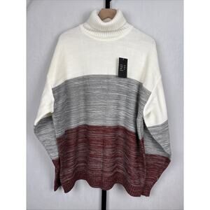 NEW Jordan Craig Turtleneck Sweater Men's 2XL White Red Gray Colorblock Y2K